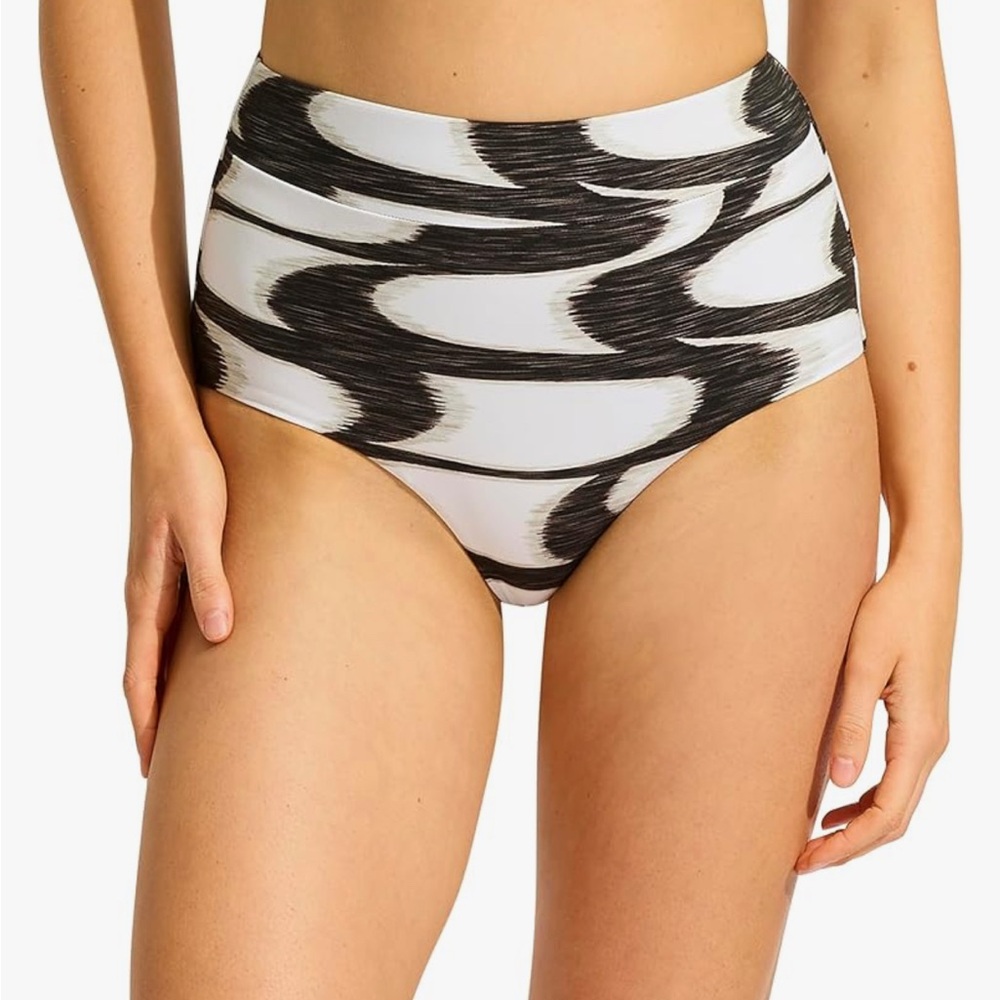 Seafolly  High Waisted Full Coverage Low Legline Bikini Bottom Size 12 NWT
